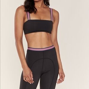 Spiritual Gangsta Yoga Set- Black Sports Bra and Leggings with Striped Accents